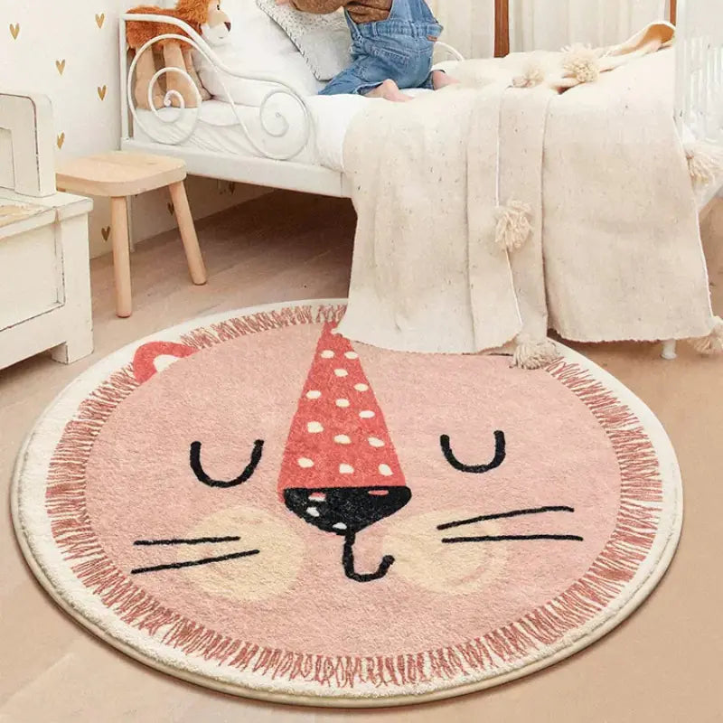Cute Cartoon Round Rug for Kids' Room and Living Room