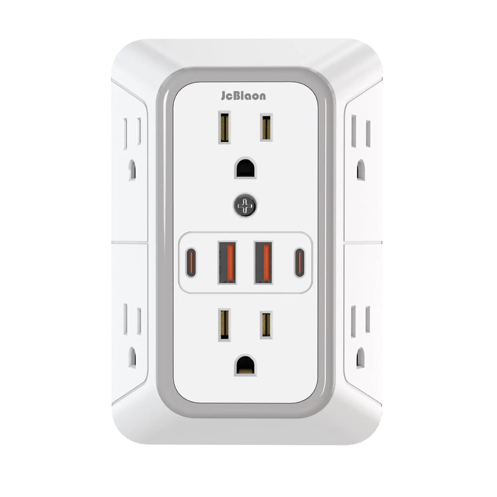 JcBlaon Outlet Extender Surge Protector - 6 Outlet Splitter with 4 USB Ports (2 USB C) Multiple Plug Expander Wall Charger 3 Sided Multi Plug Wall Adapter Power Strip for Home Office Kitchen Travel