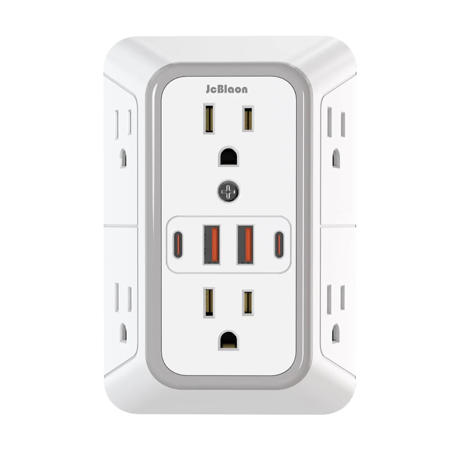 JcBlaon Outlet Extender Surge Protector - 6 Outlet Splitter with 4 USB Ports (2 USB C) Multiple Plug Expander Wall Charger 3 Sided Multi Plug Wall Adapter Power Strip for Home Office Kitchen Travel