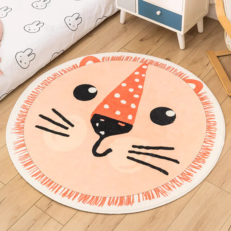 Cute Cartoon Round Rug for Kids' Room and Living Room