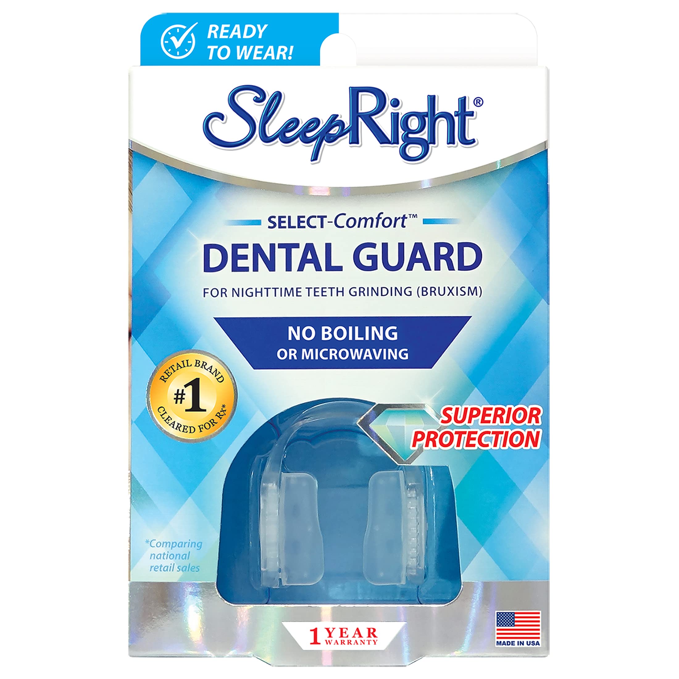 SleepRight® Select No-Boil Dental Guard – Sleeping Teeth Guard – Mouth Guard To Prevent Teeth Grinding