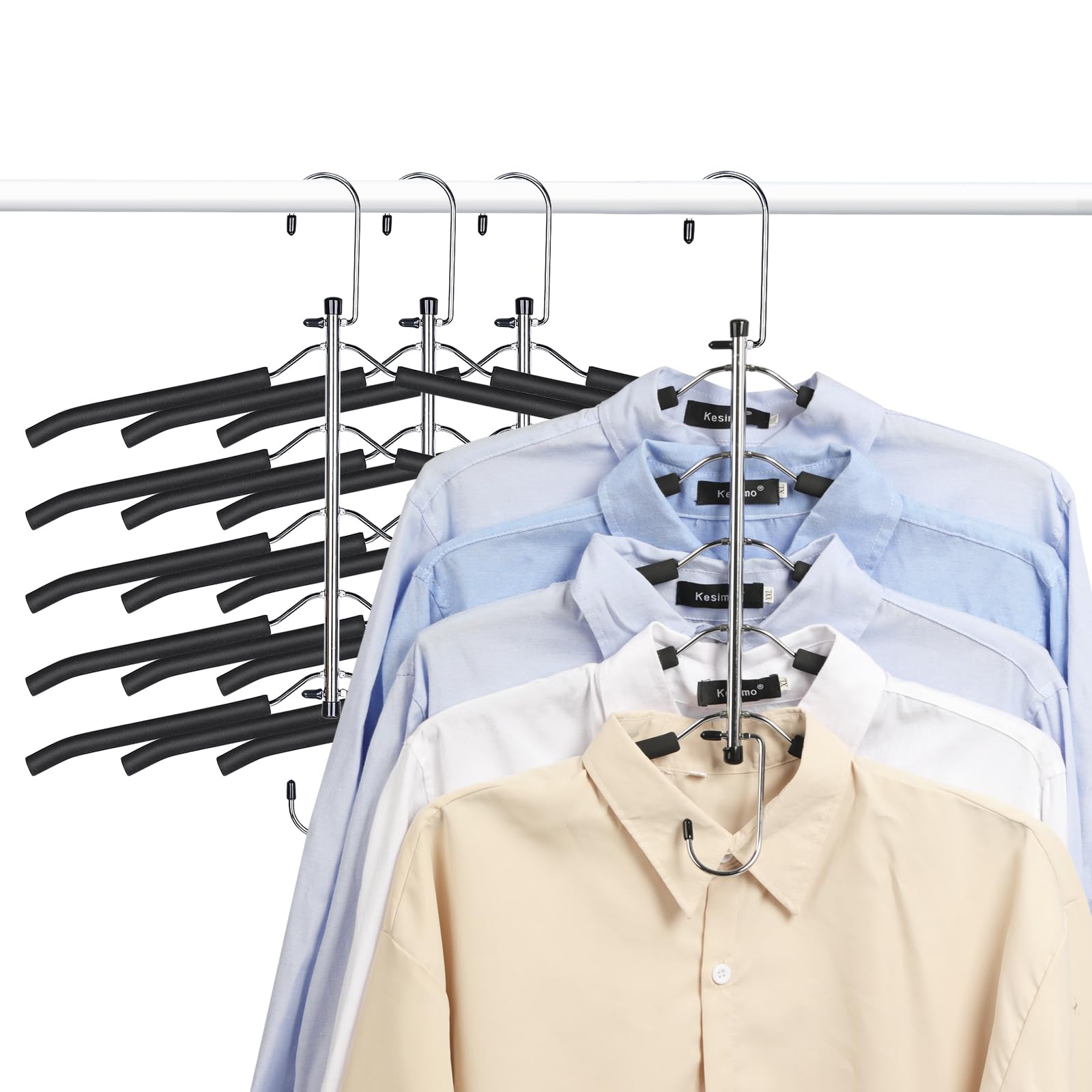 Lomrsiul Clothes Hangers Space Saving Shirt Hangers Non Slip Multiple Shirt Organizer for Closet with Foam Padded for Sweatshirt Sweater Hoodie T Shirt Short Closet Organizers and Storage 4 Pack