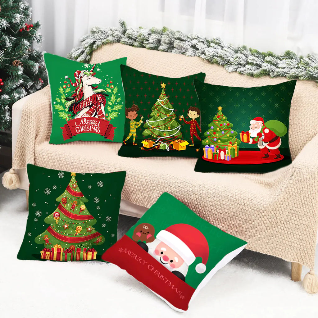 Leisure Christmas Linen Pillowcase for Sofa Decor