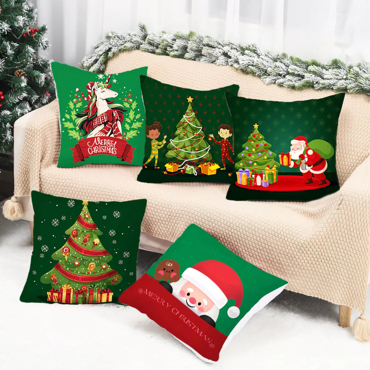Leisure Christmas Linen Pillowcase for Sofa Decor