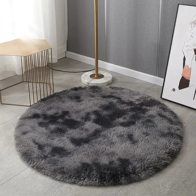 Round Plush Carpet Mat for Living Room Decor (31.5in)