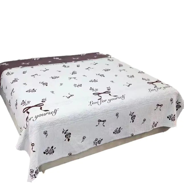 Cotton Woven Jacquard Bed Cover & Towel Blanket 220x240