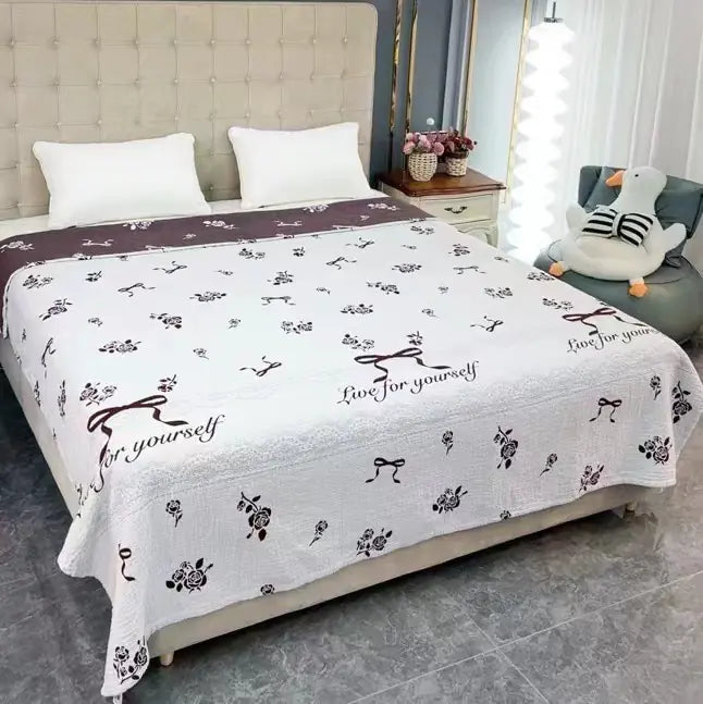 Cotton Woven Jacquard Bed Cover & Towel Blanket 220x240