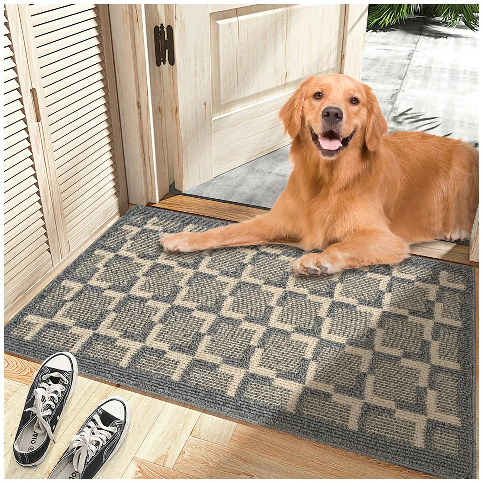 LWYYQB Mud Mats for Dogs Dirt Trapper Dog Mat for Muddy Paws Non-Slip Mud Mats for Indoor Washable Microfiber Dog Rugs for Entryway Clean Dog Feet Inside Door Mats for Home Entrance 32"x48" Grey