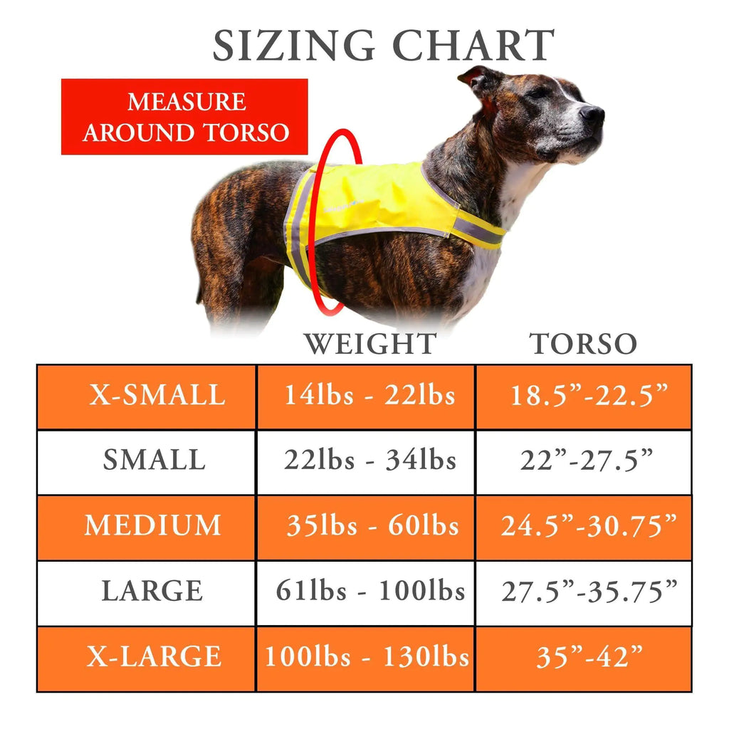 Lite Dog Vest. Coverage to Mid Back. Reflective Hi Visibility Fluorescent Yellow Fabric Helps to Keep Them in Sight and Safe On and Off Leash.