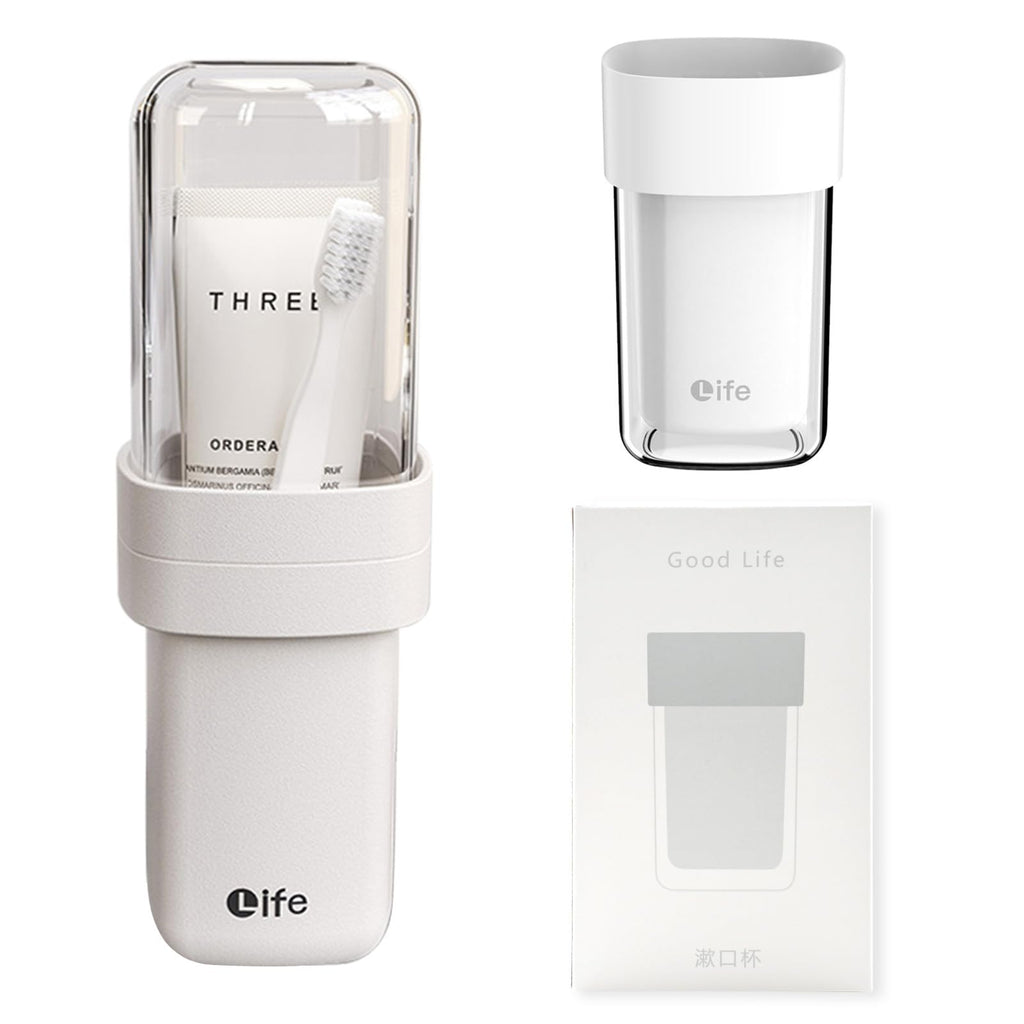 Portable Travel Toothbrush Case Covered Toothbrush Cup Holders Toothbrush and Toothpaste Travel Case Toothbrush Storage Organizer Container for Traveling Bathroom(White)