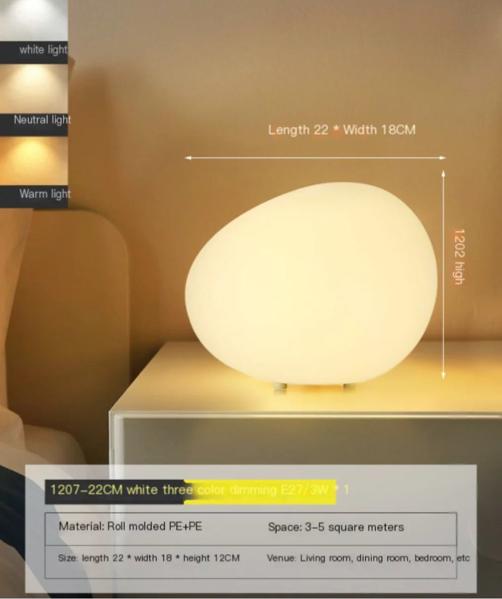 Ambi Stone Table Lamp - Modern Pebble Nightlight (Single)