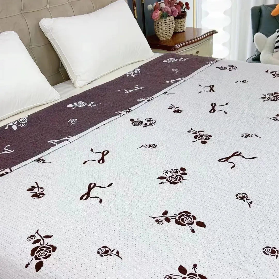 Cotton Woven Jacquard Bed Cover & Towel Blanket 220x240